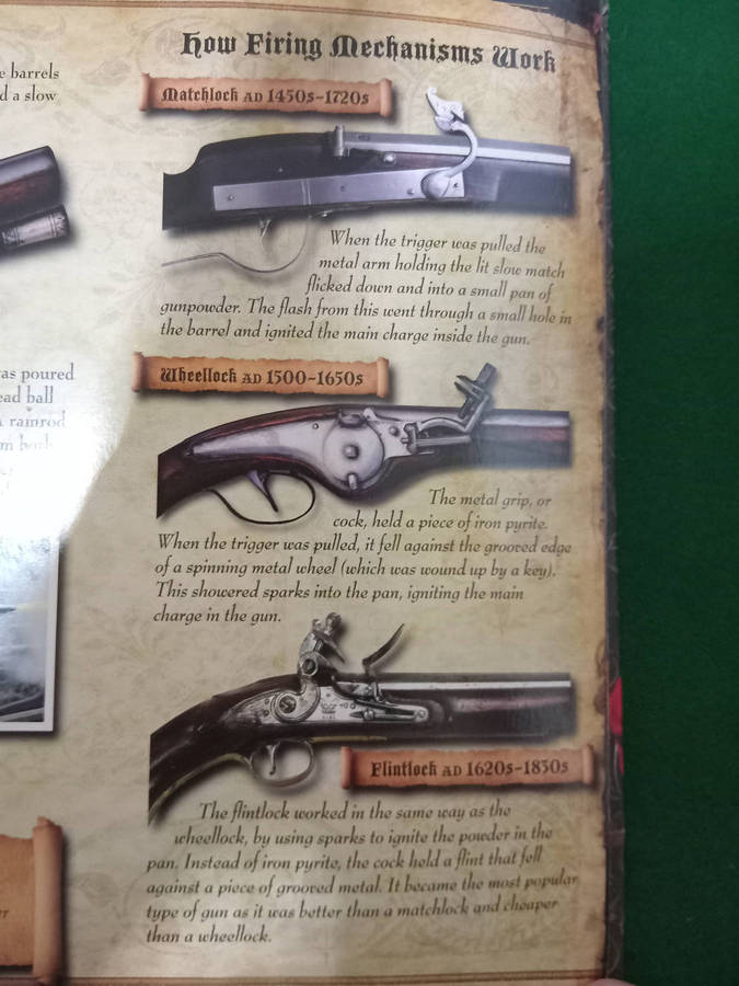 Antique flint lock pistol, original, made from solid heavy wood