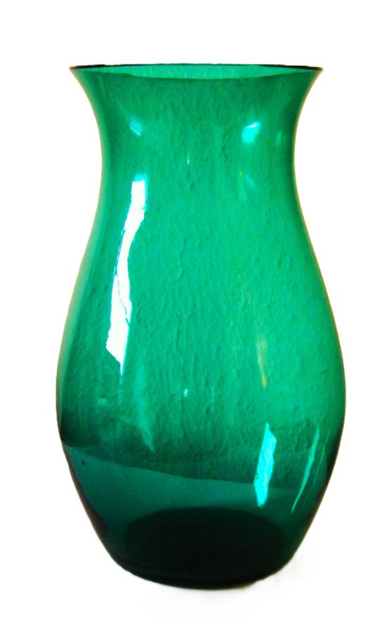 Vintage Emerald Green Hand Blown Glass Vase