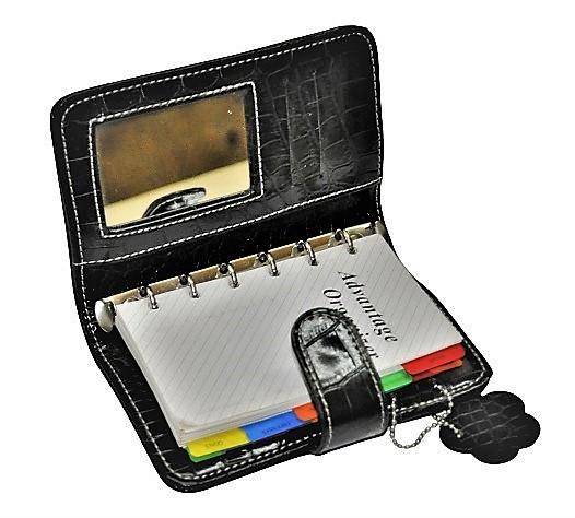 New Black Real Leather Crocodile-Texture Advantage Organiser