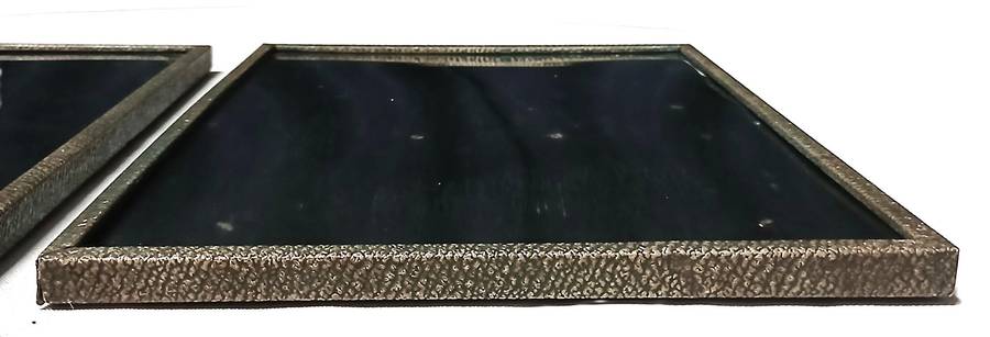 Pair of Rare Antique WWB Ltd (Wilkes & Brookes) Art Deco Silverplated Convex Glass Picture Frames