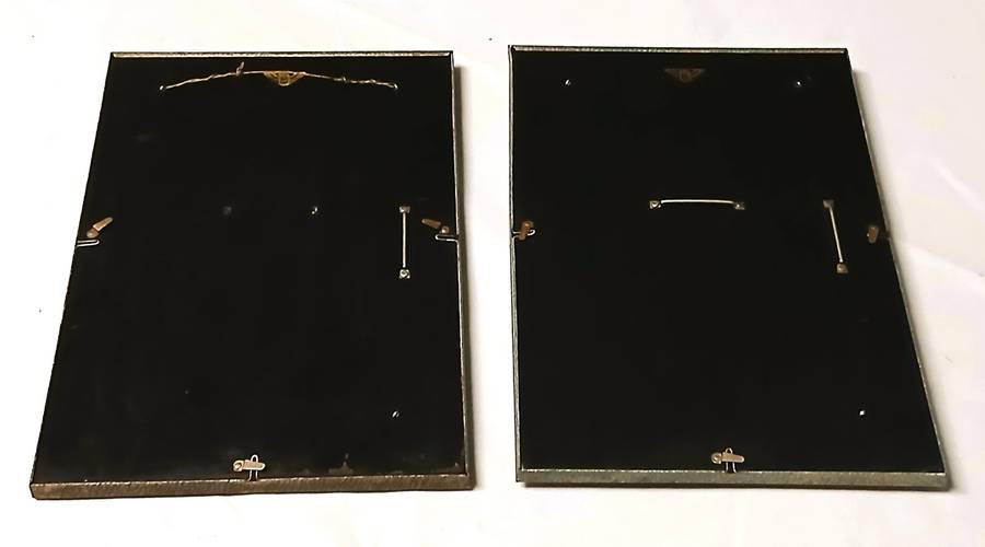 Pair of Rare Antique WWB Ltd (Wilkes & Brookes) Art Deco Silverplated Convex Glass Picture Frames