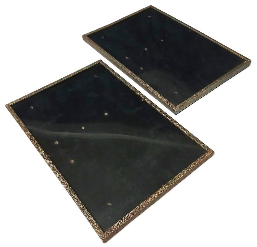 Pair of Rare Antique WWB Ltd (Wilkes & Brookes) Art Deco Silverplated Convex Glass Picture Frames