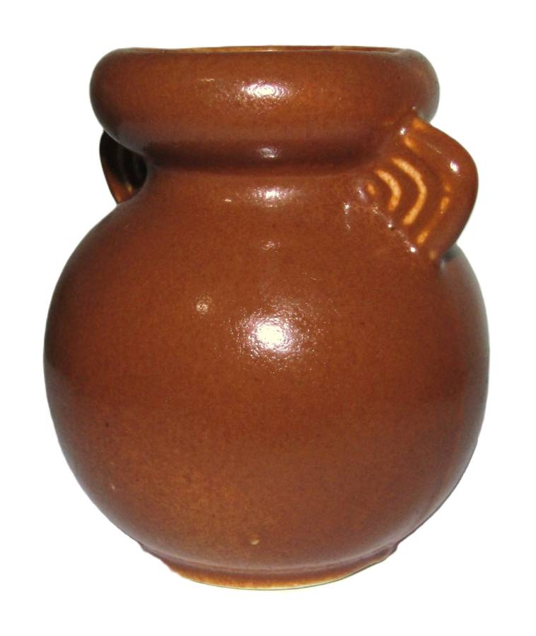 Vintage Lucia Ware Small Brown Glazed Amphora - Numbered 1562