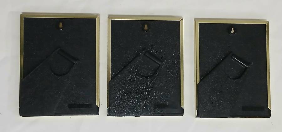 Set of 3 Retro Picture Frames | 1970s Gold-Tone Metal | Two Red Rectangular & One Black Oval