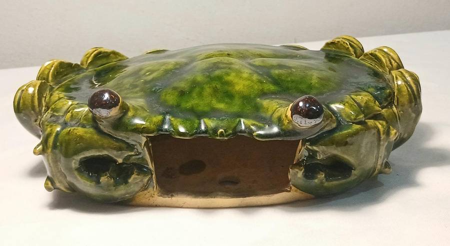 Vintage Shiwan Pottery Crab Wall Pocket Planter | Hand-Glazed Chinese Ceramic | Estate Piece