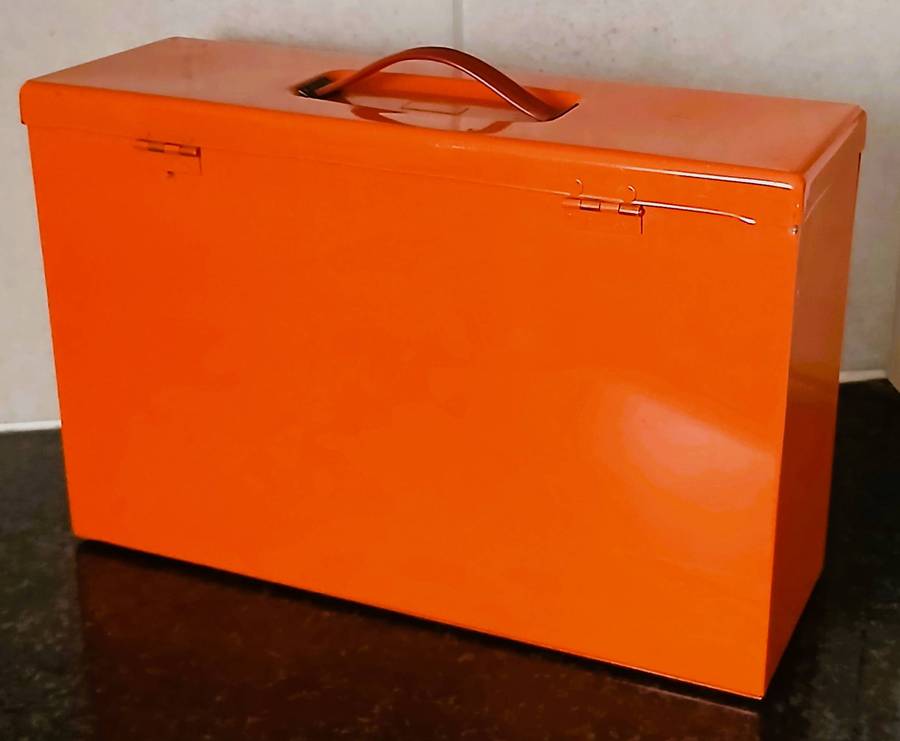 Retro 1970s/80s Orange Hanging File Storage Box | Bold Office Décor & Functional Organiser