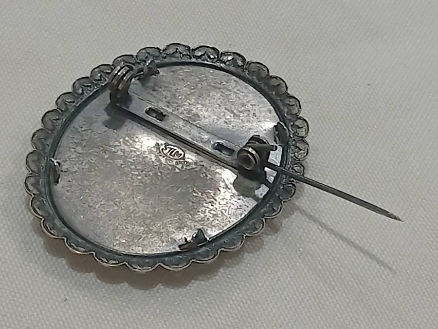 Vintage Hand-Painted Floral Brooch with Box | Thomas L. Mott, Made in England