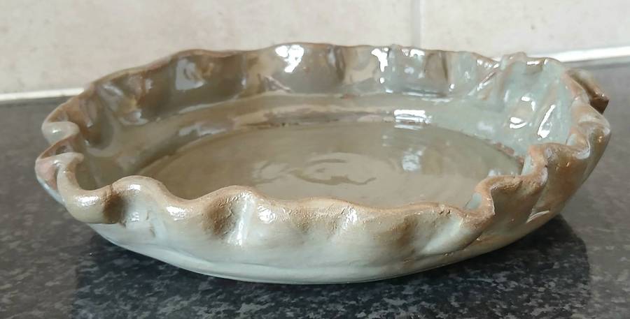 Vintage Studio Art Pottery Ruffled Terracotta Bowl | Signed JJ 2001
