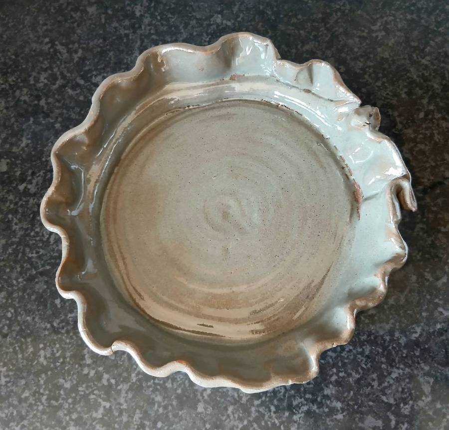 Vintage Studio Art Pottery Ruffled Terracotta Bowl | Signed JJ 2001