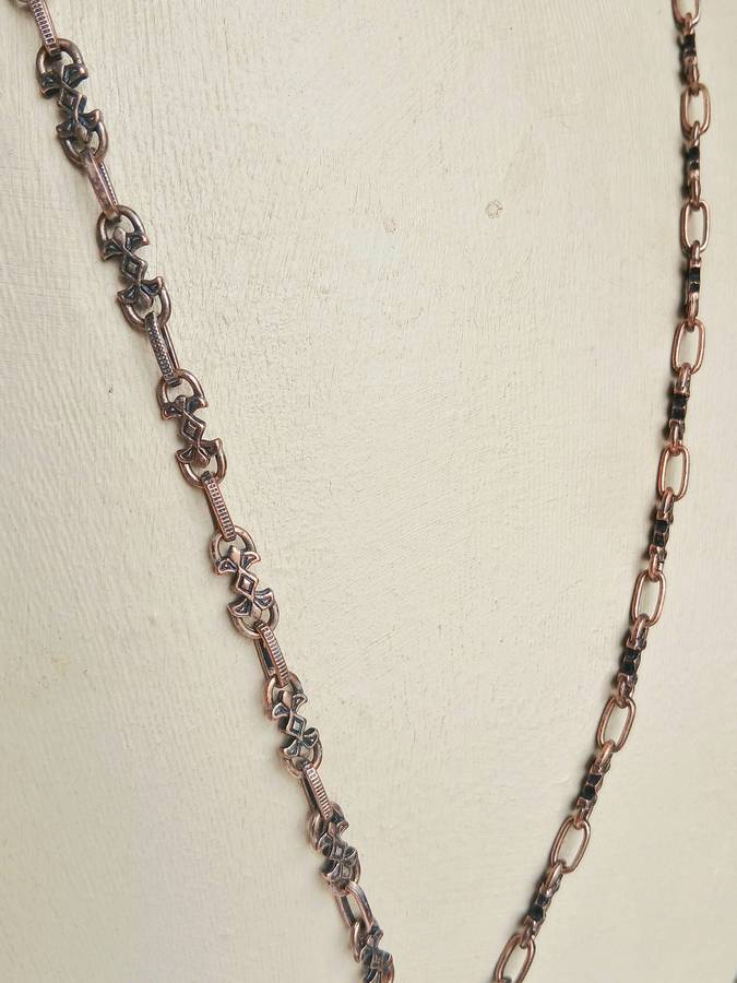 Vintage Victorian Revival Necklace | Faux Tortoiseshell Pendant on Rose Gold Tone Fancy Link Chain