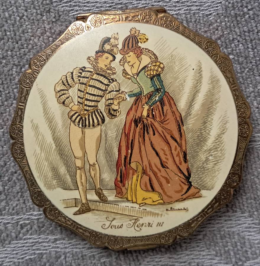 Vintage compact : make up / mirror : 2 lids