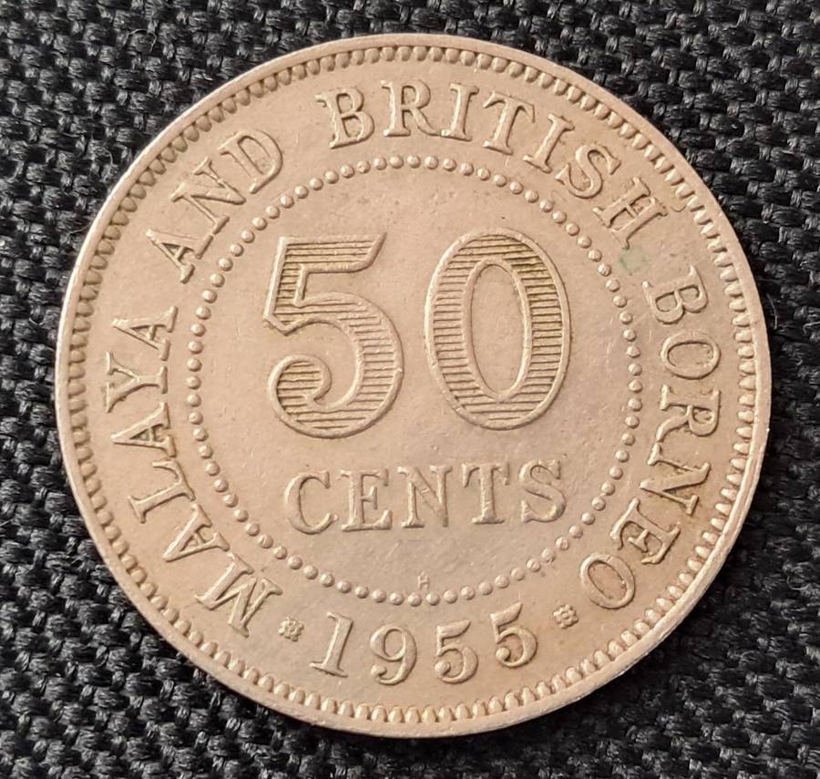1955 MALAYA & BRITISH BORNEO 50 CENTS (H)
