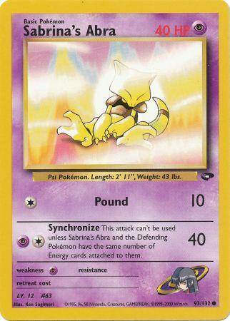 Pokemon Trading Card Game - Sabrina's Abra - 93/132 - Common Unlimited Gym Challenge Unlimited