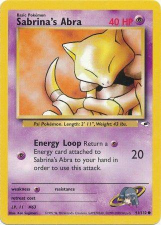 Pokemon Trading Card Game - Sabrina's Abra - 91/132 - Common Unlimited Gym Heroes
