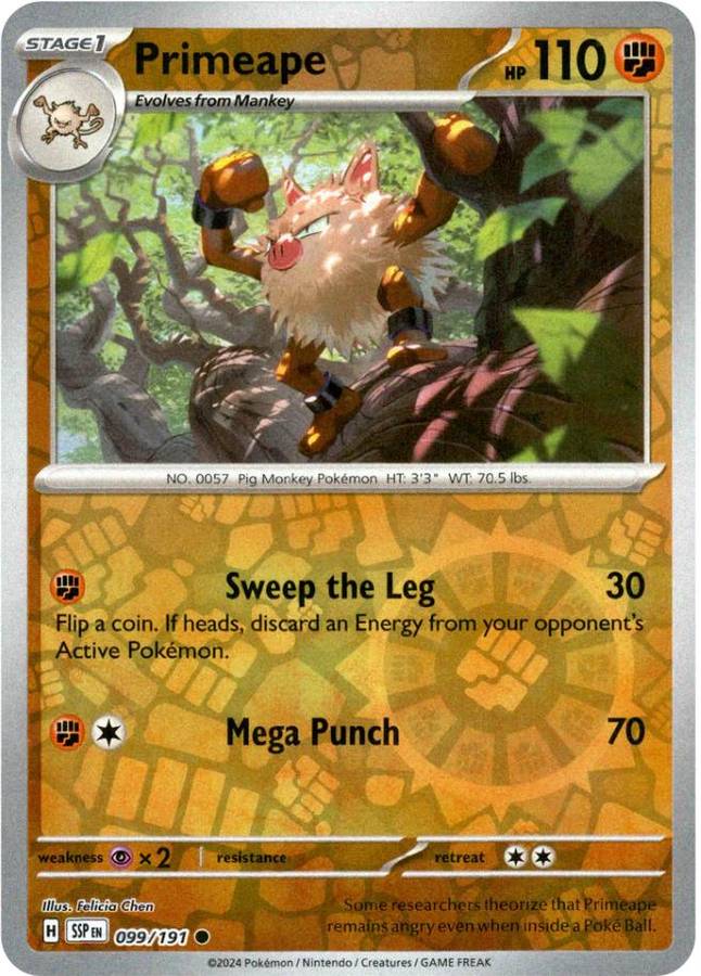 Pokemon Trading Card Game - Primeape [Reverse Holo] #99 Pokemon Surging Sparks