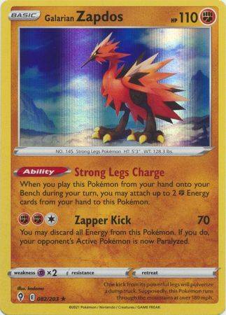 Pokemon Trading Card Game - Galarian Zapdos - 082/203 - Holo Rare Sword & Shield: Evolving Skies