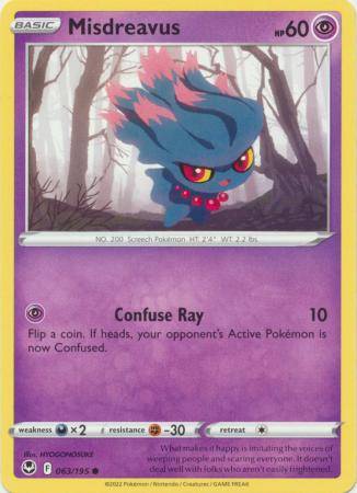 Pokemon Trading Card Game - Misdreavus - 063/195 - Common Sword & Shield: Silver Tempest