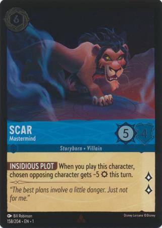 Disney Lorcana Trading Card Game - Scar - Mastermind - 158/204 - Rare Cold Foil