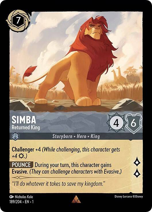Disney Lorcana Trading Card Game - Rare - Simba - Returned King - The First Chapter (1)