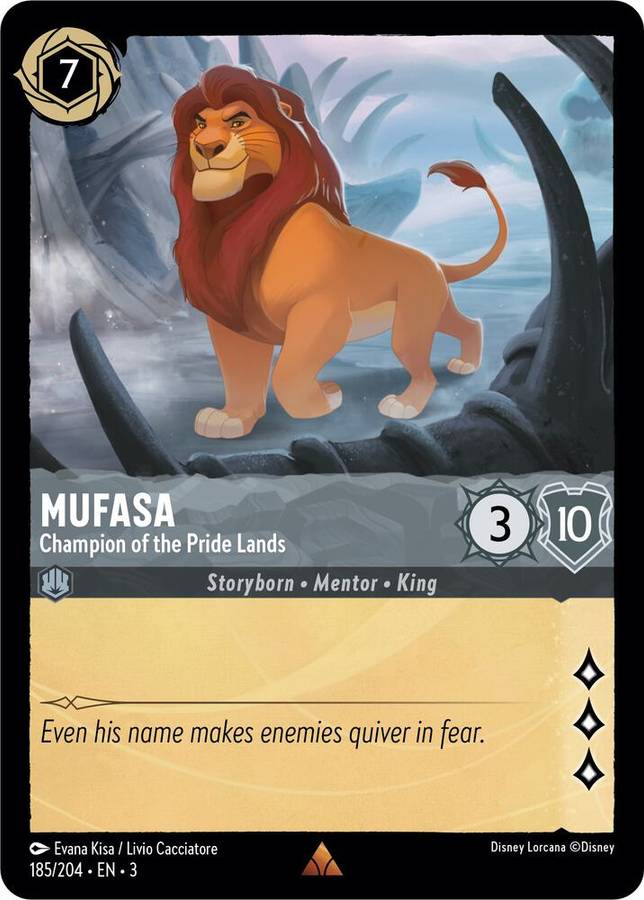 Disney Lorcana Trading Card Game - Rare - Mufasa - Champion of the Pride Lands - Into the Inklands (