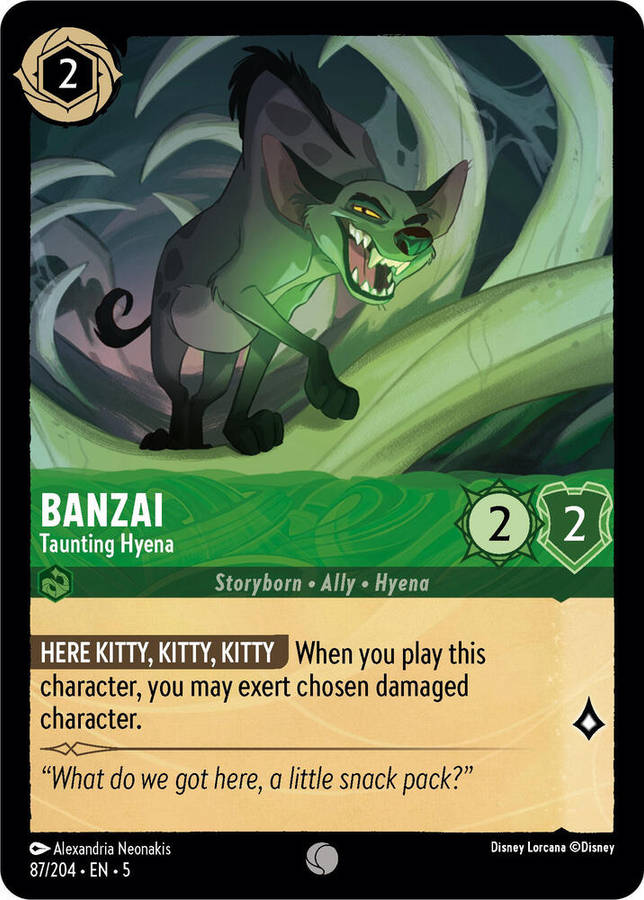 Disney Lorcana Trading Card Game - Banzai - Taunting Hyena - Shimmering Skies (5)