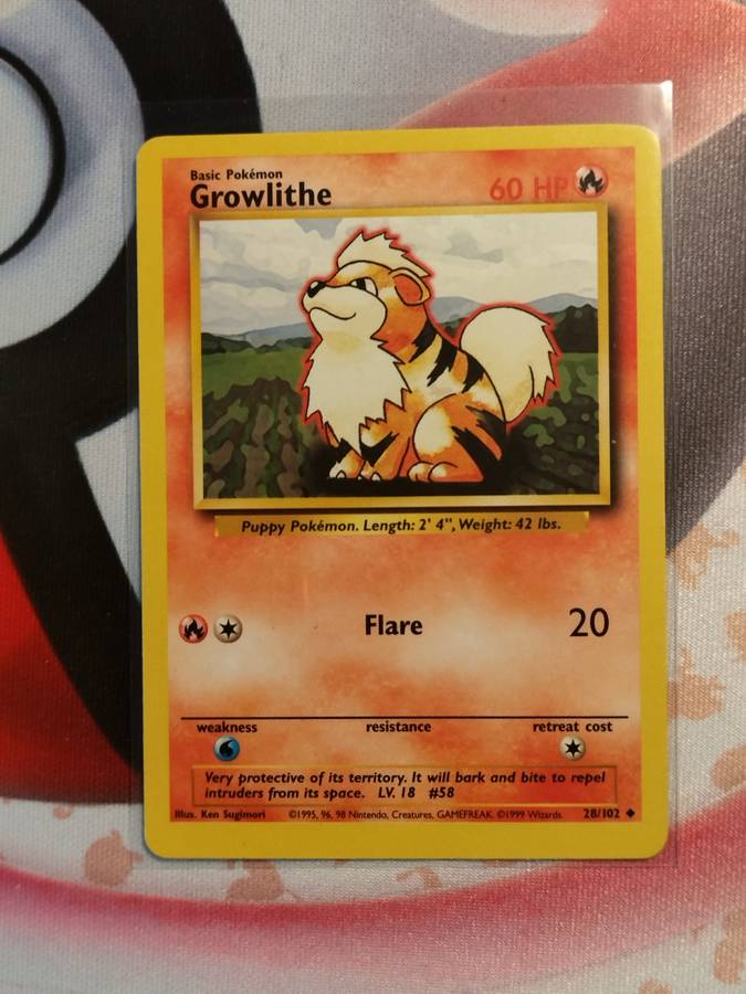 Pokemon Trading Card Game - Growlithe #28 Pokemon Base Set (1)