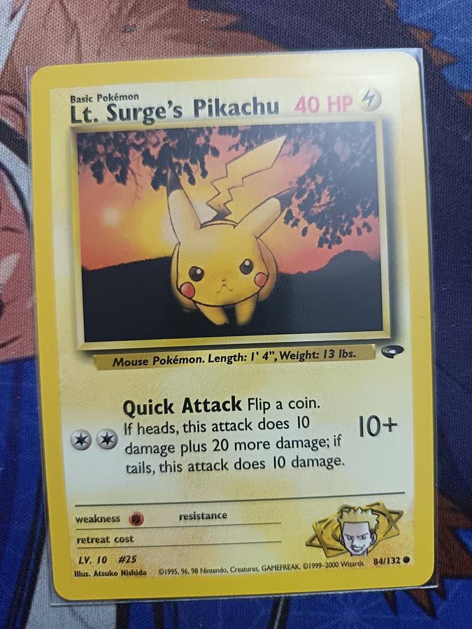 Pokemon Trading Card Game - Lt. Surge's Pikachu #84 Pokemon Gym Challenge - Vintage