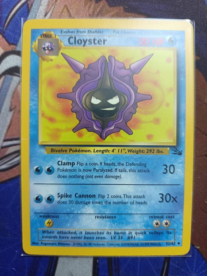 Pokemon Trading Card Game - Cloyster #32 Pokemon Fossil - Vintage