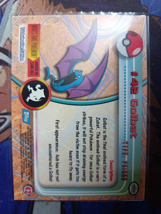 Pokemon Trading Card Game - Golbat #42 Pokemon 1999 Topps TV - Vintage