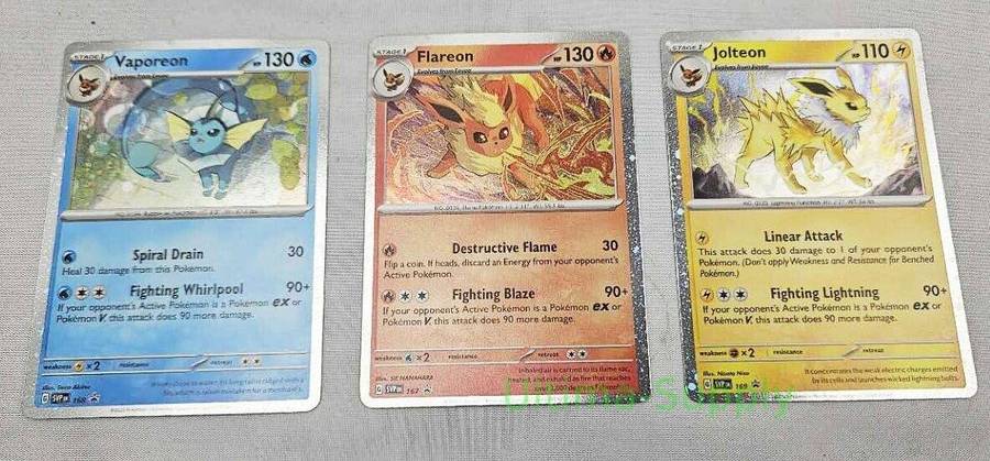 Pokemon Trading Card Game - Vaporeon, Jolteon, Flareon SVP Promo Cards Prismatic Evolutions
