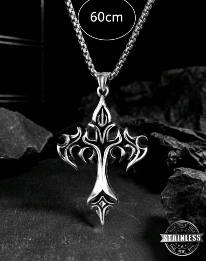 Gothic Cross Stainless Steel Pendant & Chain