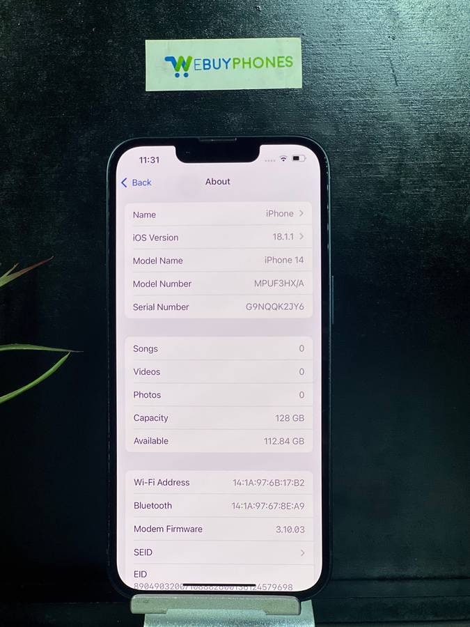 Apple iPhone 14 128GB Midnight CPO