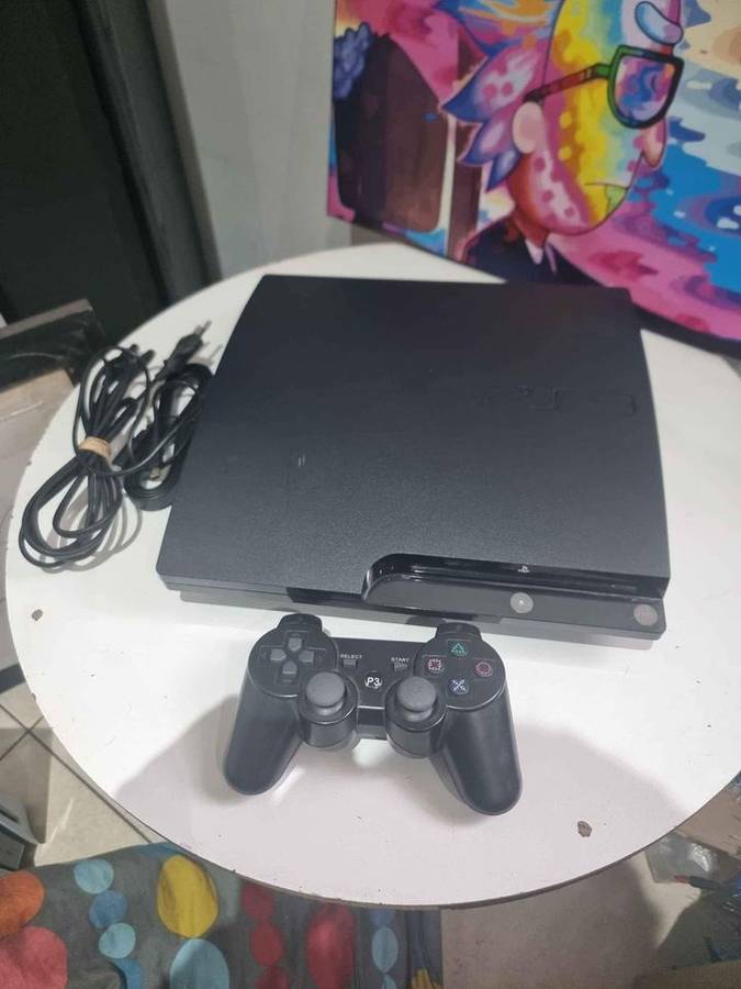 PlayStation 3 slim console upgraded (500GB) 1x controller and cables