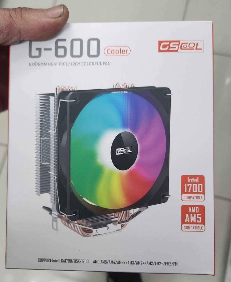 Gscool- G -600 rgb cpu - cooler 120mm fan and heatsink - amd am5 - fm1/ lga 115x 1200 1700