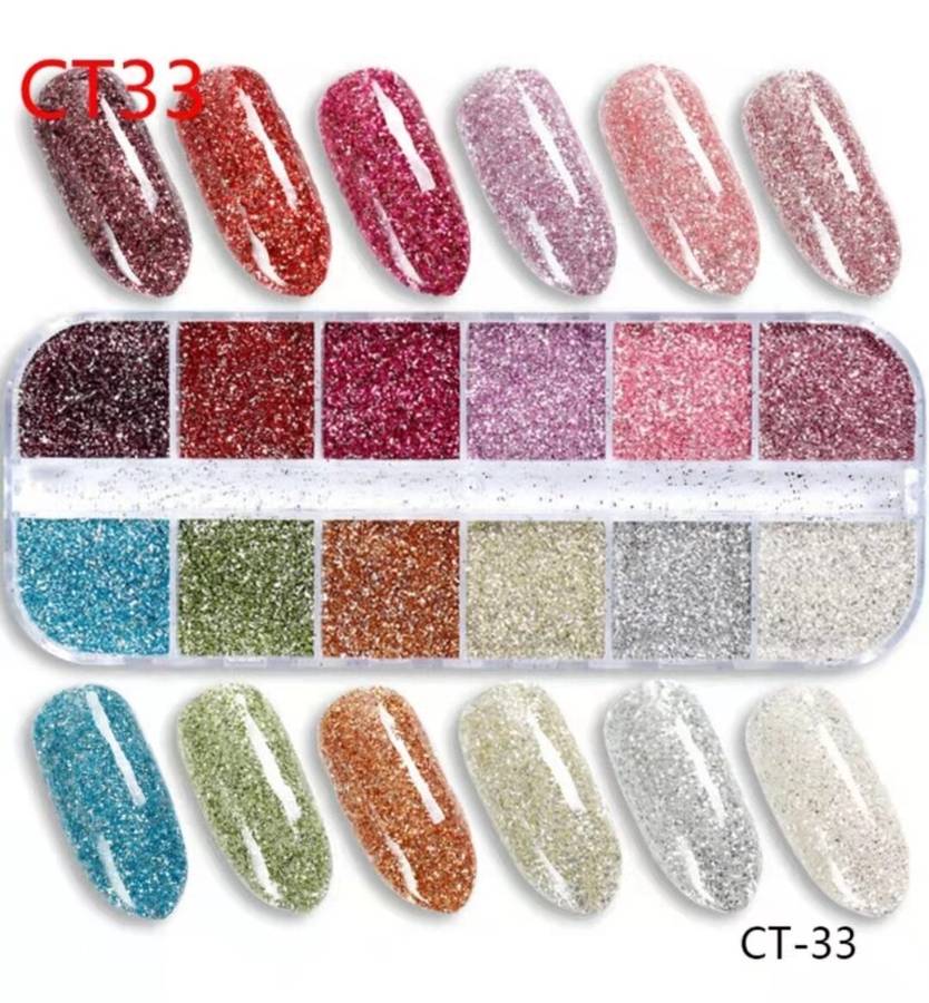 12 Grids Star Powder Glitter (some glitter spilled in package)