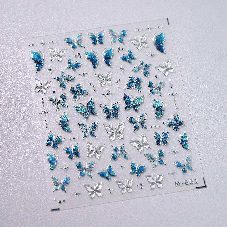 5D luxury butterfly adhesive nail stickers jelly glue series M661