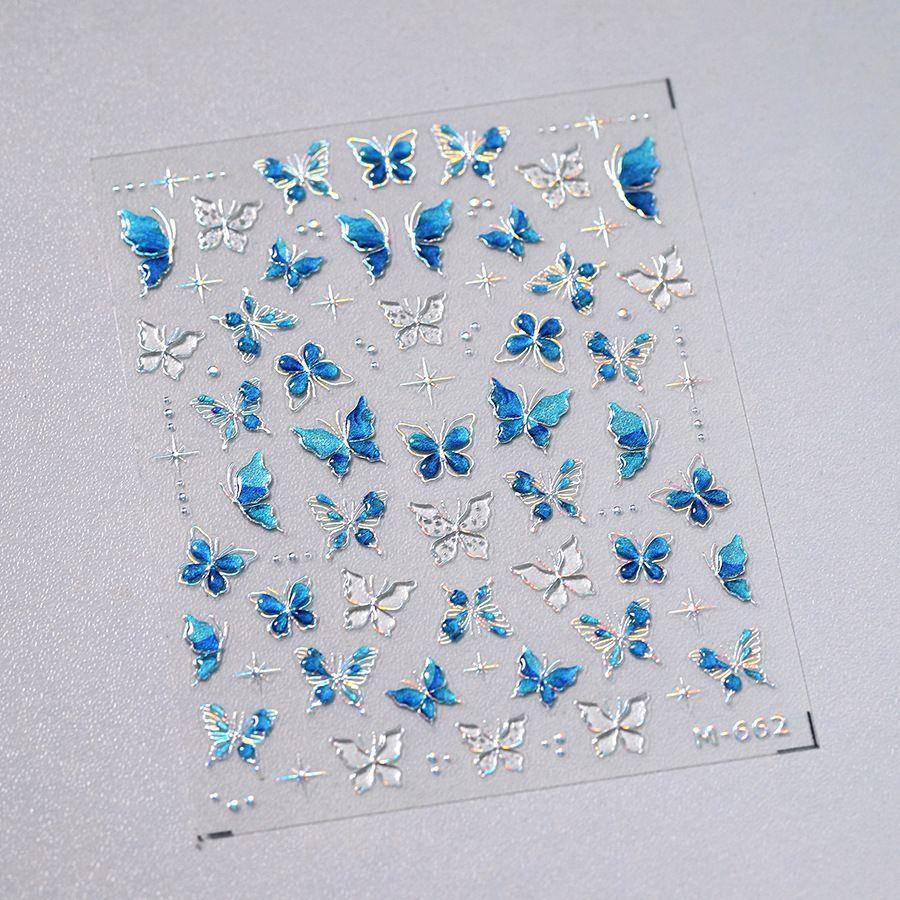5D luxury butterfly adhesive nail stickers jelly glue series M662