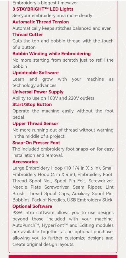 Singer Quantum Stylist EM 200 Embroidery Machine