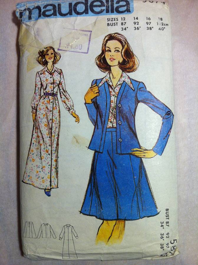 Maudella 5874 Cardigan Suit, Shirt, Long Dress. Size 12-18. Cut on 18. Complete.
