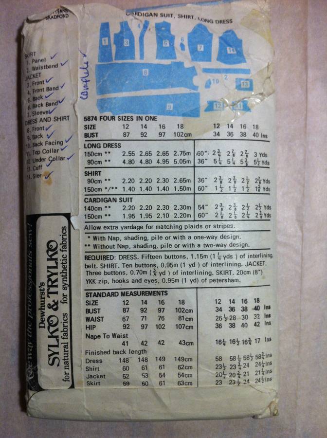 Maudella 5874 Cardigan Suit, Shirt, Long Dress. Size 12-18. Cut on 18. Complete.