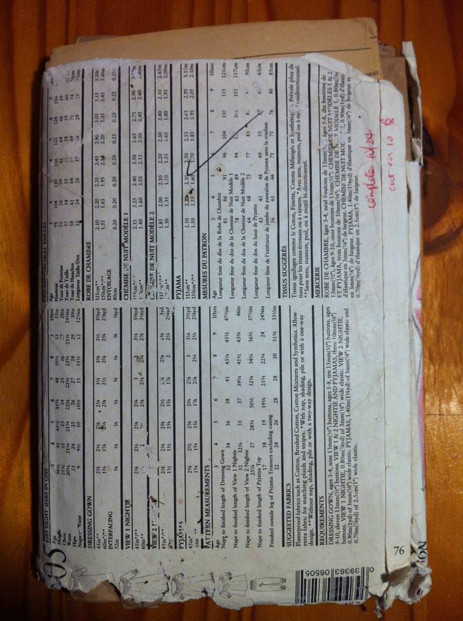 NewLook 6505 Dressing Gown, Nightie & Pyjamas. Age 3-10 Years. Complete. Cut on 10. Worn Envelope