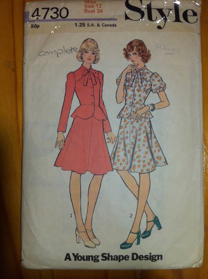 Style 4730 Misses' Young Shape Top and Skirt. Size 12. Complete