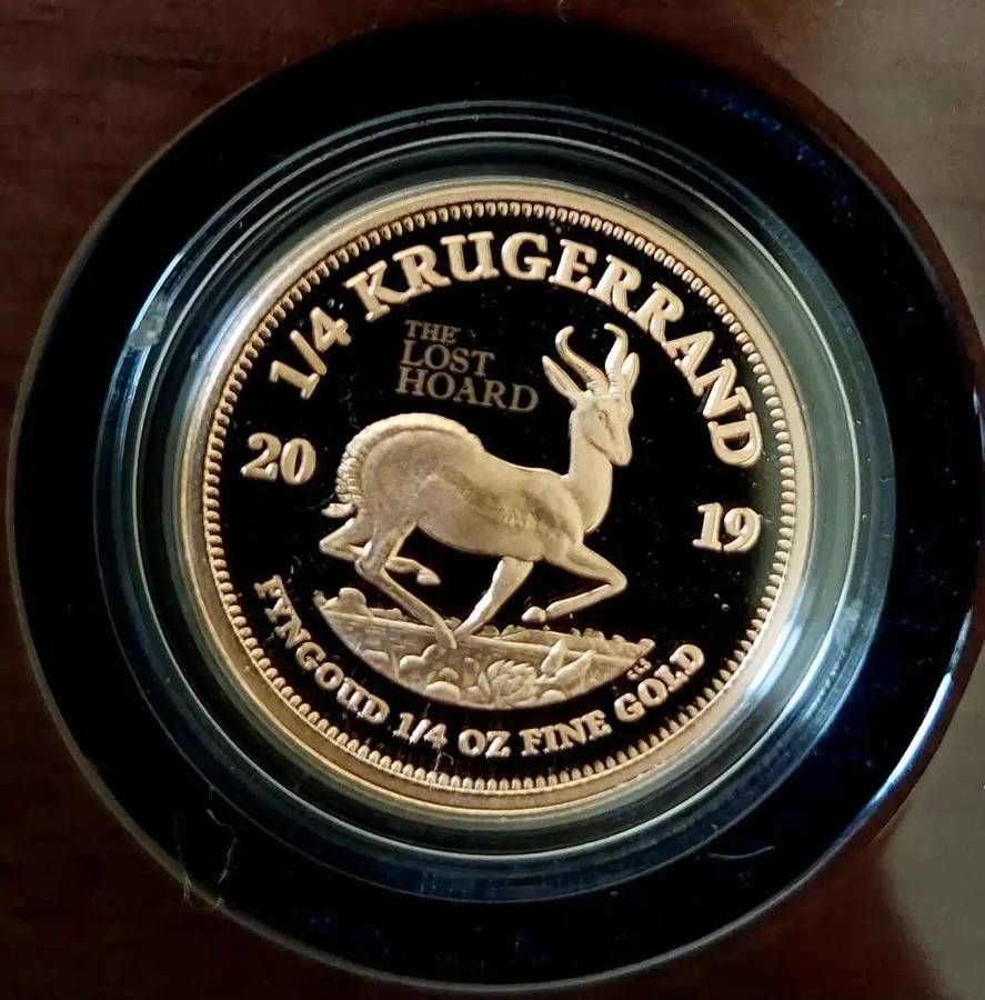 *Still Sealed" 1898 South Africa Gold 1 Pond and 1/4-oz Gold Krugerrand Lost Hoard 2-pc Set NGC F12