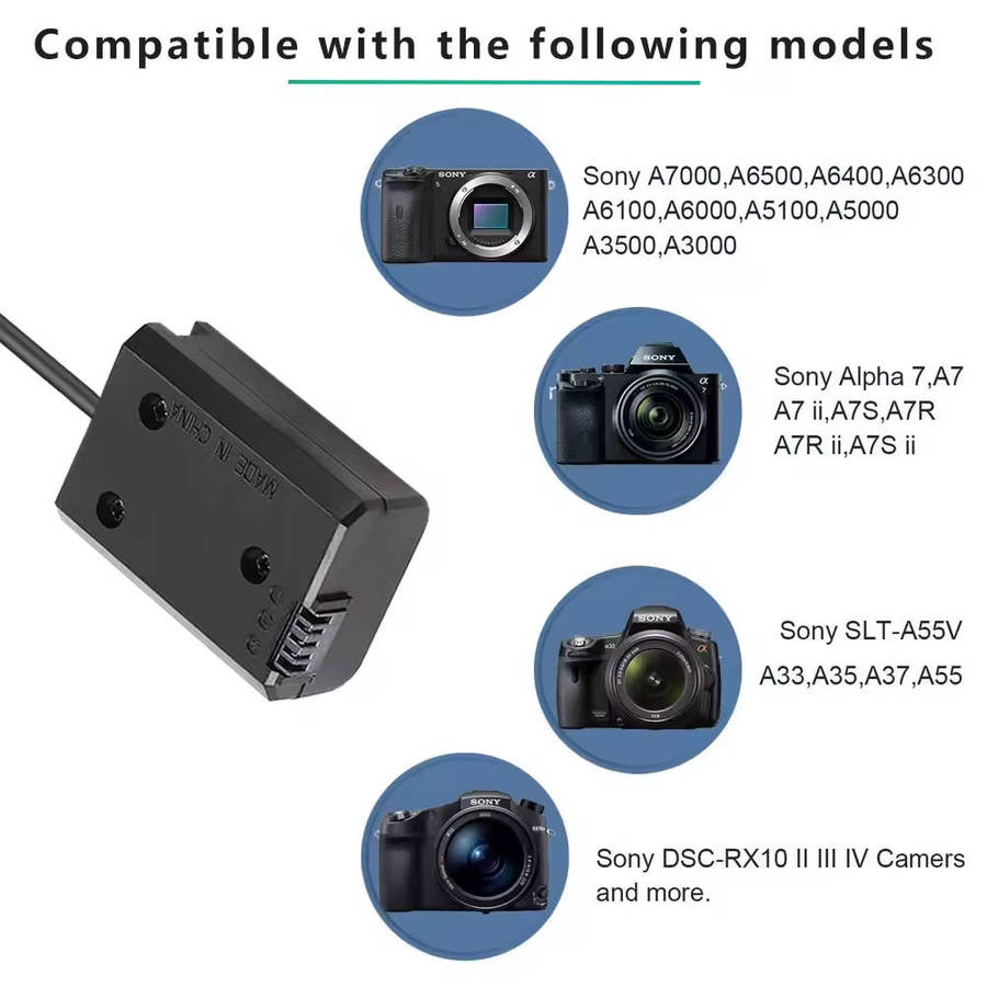 Power Bank USB-C to ZV-E10 NP-FW50 Dummy Battery for Sony Alpha Cameras