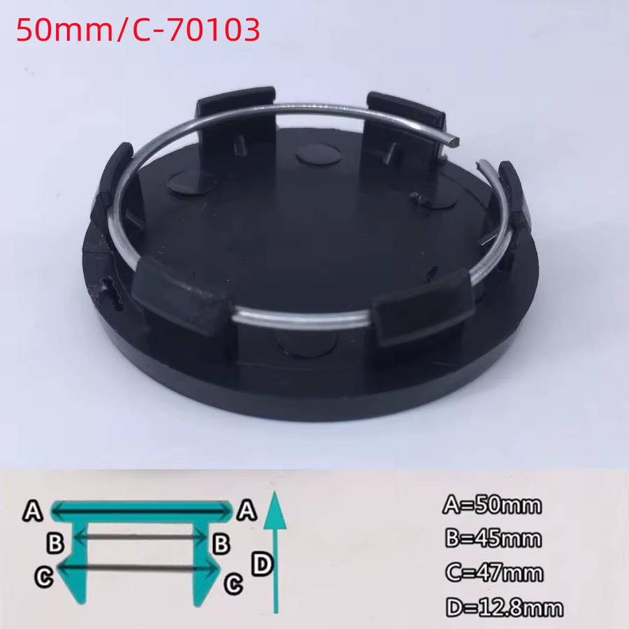 4x 50/45mm Chrome / Black Plastic Wheel Centre Cap for VW (NEW VW LOGO)