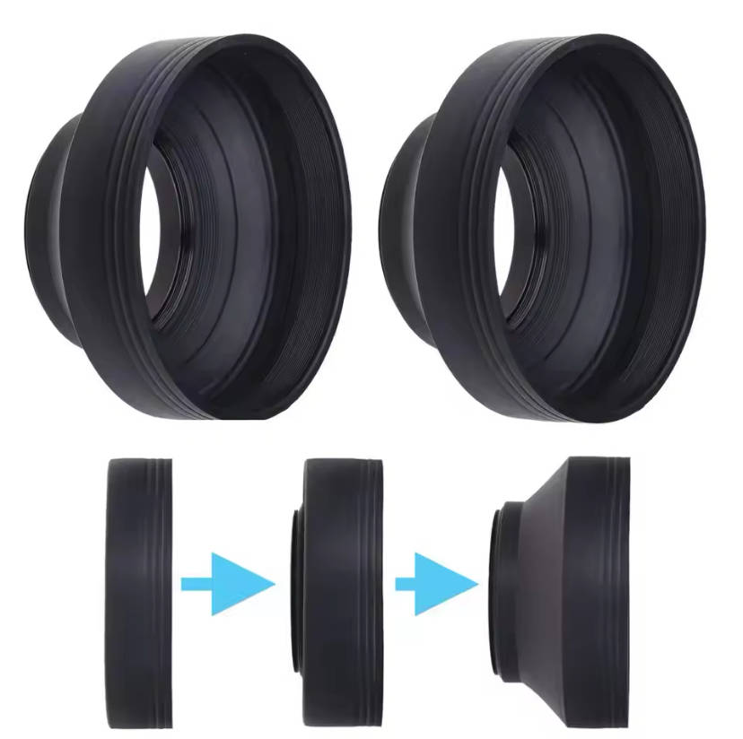 Universal 2-in-1 Rubber Lens Hood - for 58mm Filter Threaded Lenses