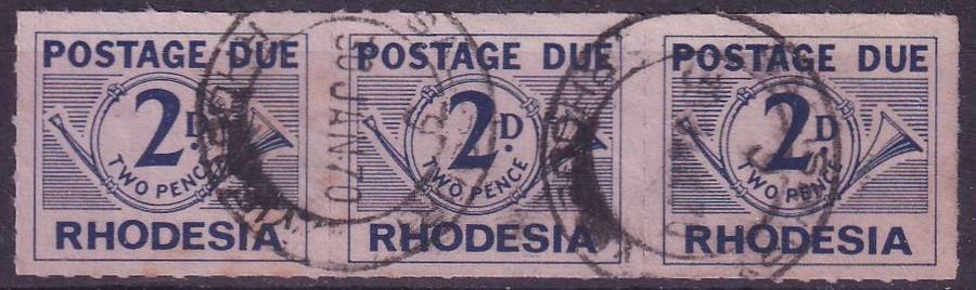 Rhodesia UDI, 1965 Postage Due, 2d triplet, used