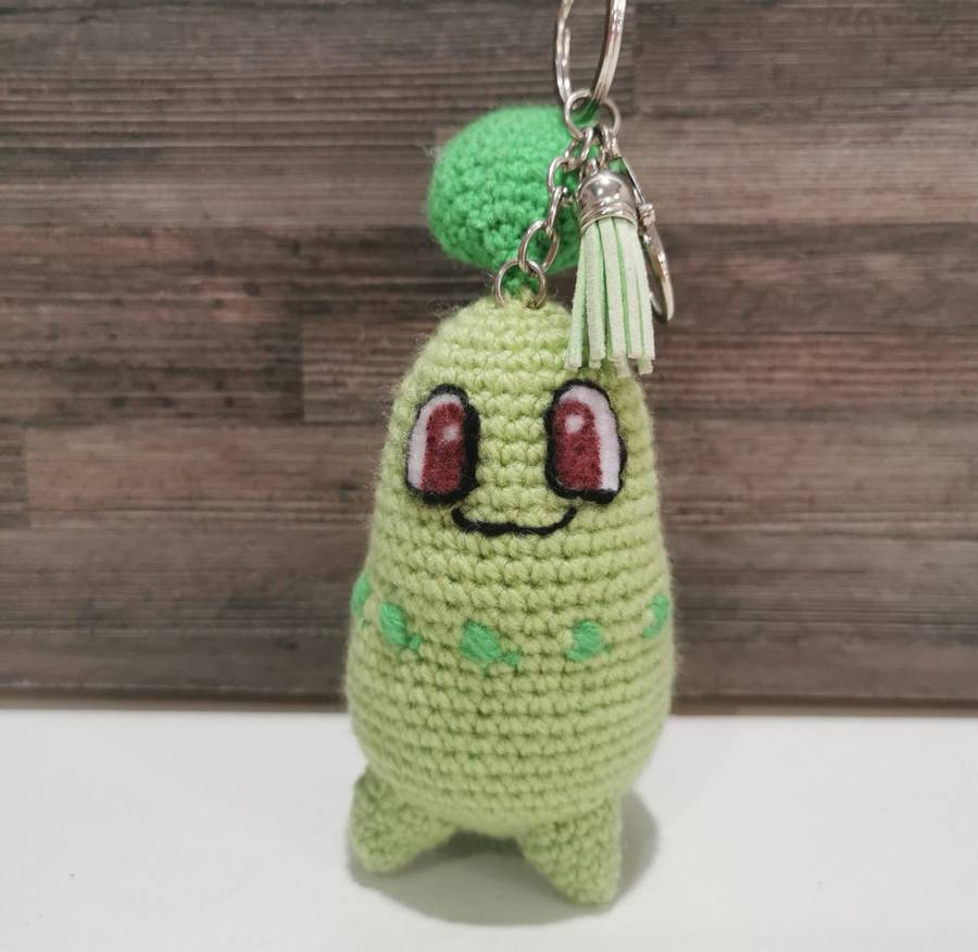 Beautiful Pokémon Chikorita Hand Crochet Plushy Keychain