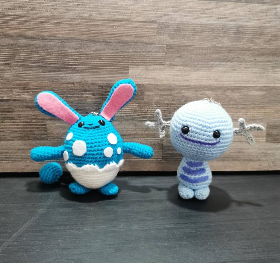 Beautiful Pokémon Azumarill and Wooper Hand Crochet Plushy