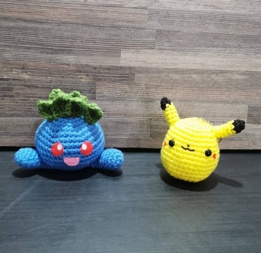 Beautiful Pokémon Pikachu and Oddish Hand Crochet Plushy